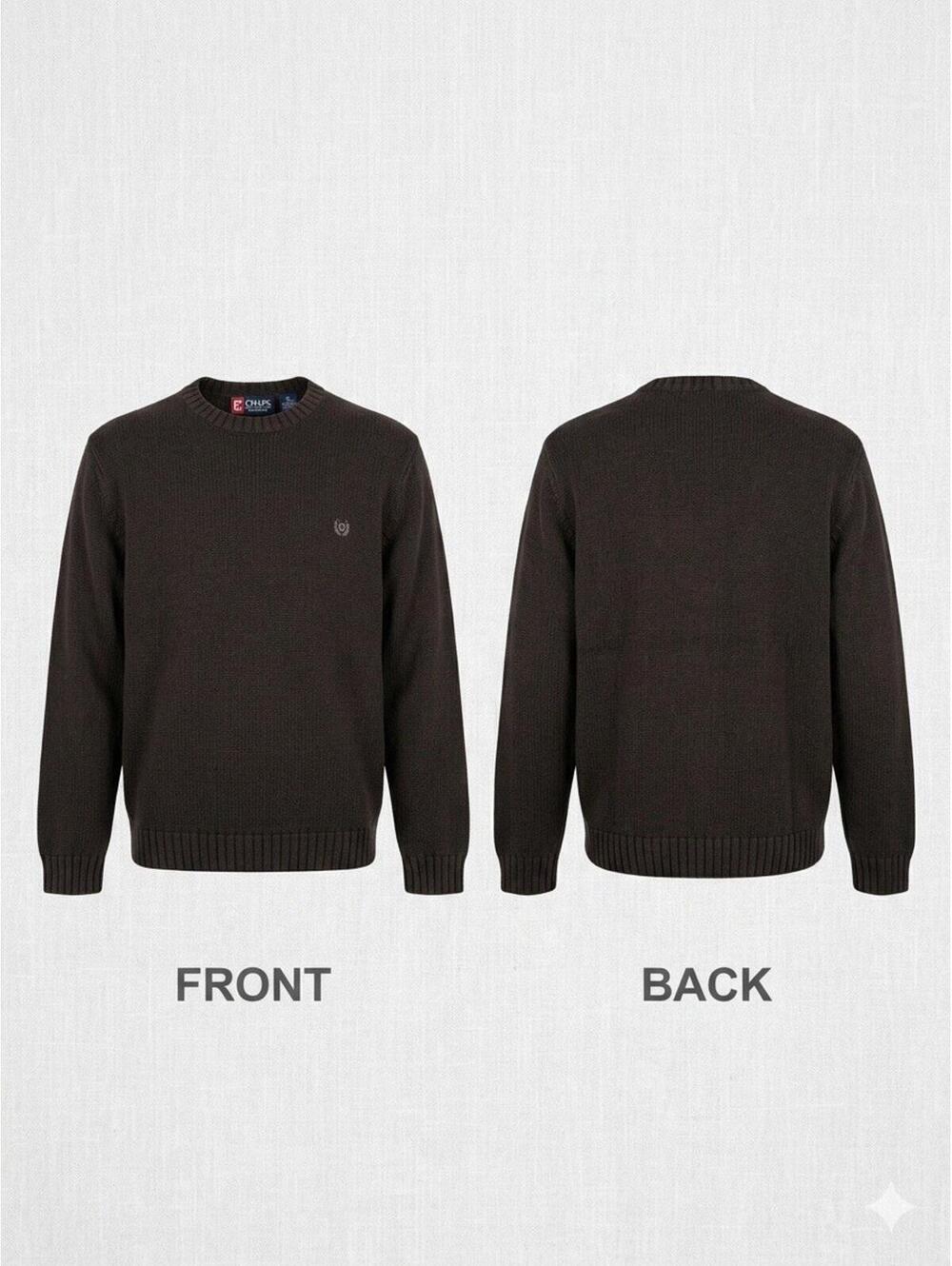 🧶 Chaps Ralph Lauren Y2K Cotton Crewneck Sweater Mens L Charcoal gray 25-20 🧶